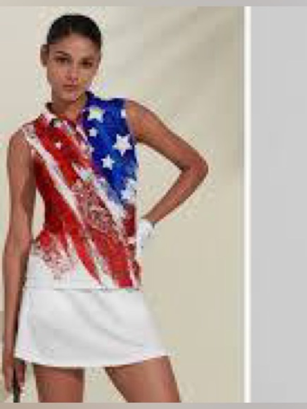 CEGOLFS Women’s Medium Patriotic American Flag Golf Polo Sleeveless NWT
